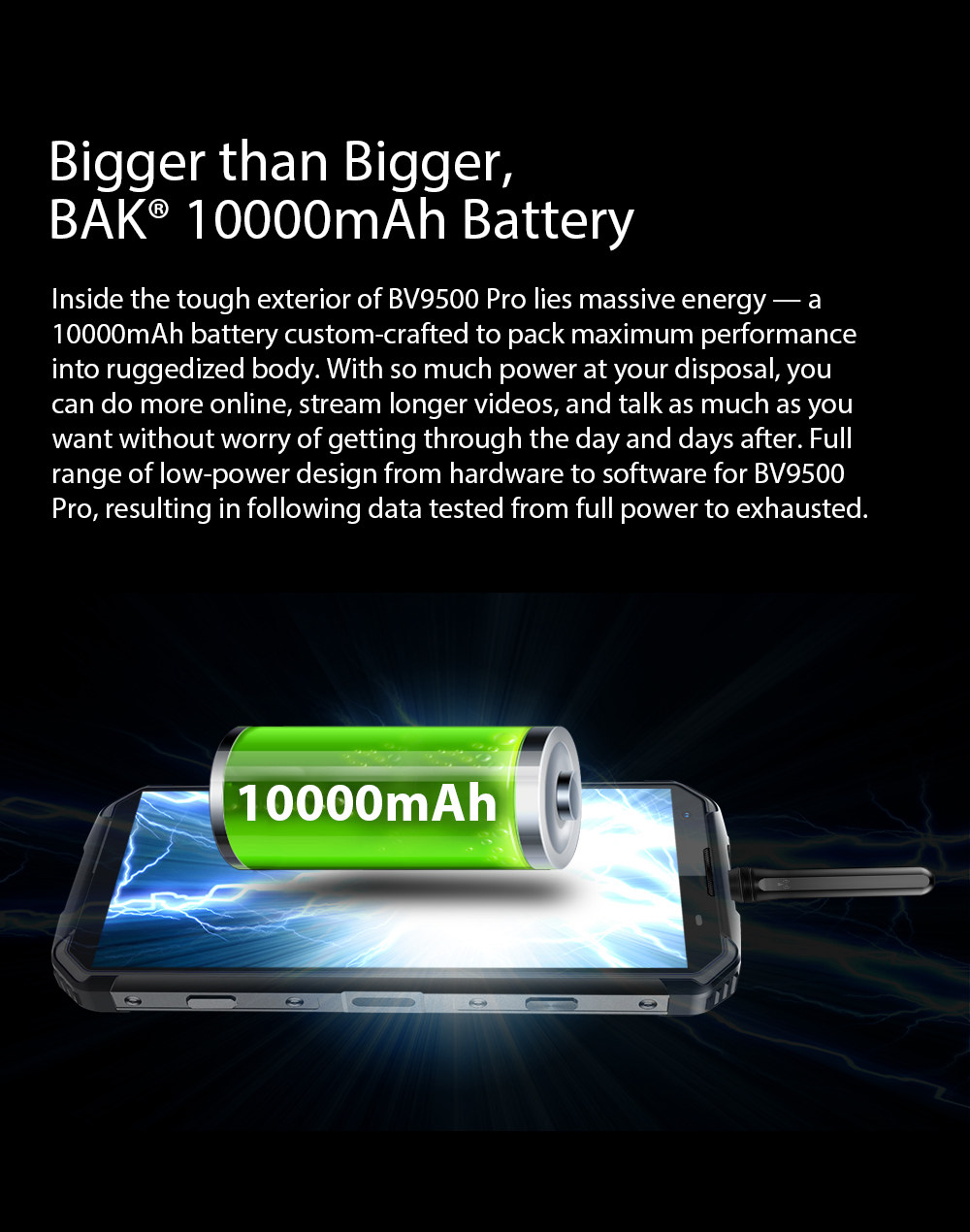 [HK Stock]Blackview BV9500 Pro 5.7 Inch 4G LTE Smartphone Helio P23 6GB 128GB 16.0MP+0.3MP Dual Rear Cameras Android 8.1 IP68 Walkie Talkie Wireless Charging 10000mAh NFC - Black