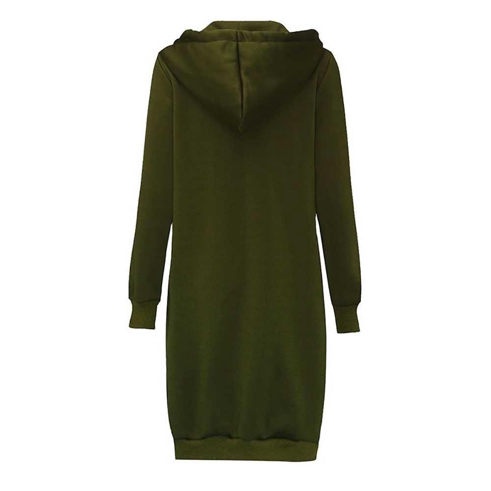Women Autumn Long-sleeved Hoodie Sweatshirt Zipper Ladies Coat Size 4XL - Green