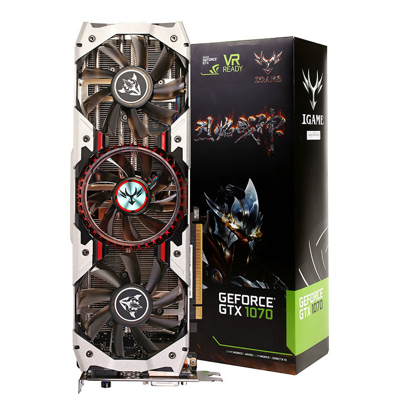 Colorful iGame GTX1070 X-8GD5 TOP AD Video Graphics Card 1506-1683MHz 8GB GDDR5 8Gbps/256Bit 3DP+HDMI+DVI - Silver
