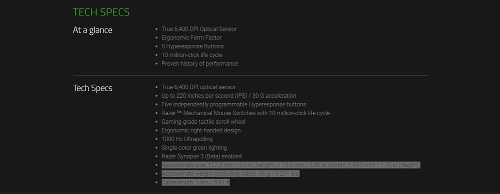 Razer DeathAdder Essential Optical Professional Grade Gaming Mouse Ergonomic Right-handed Design 6400 Adjustable DPI - White