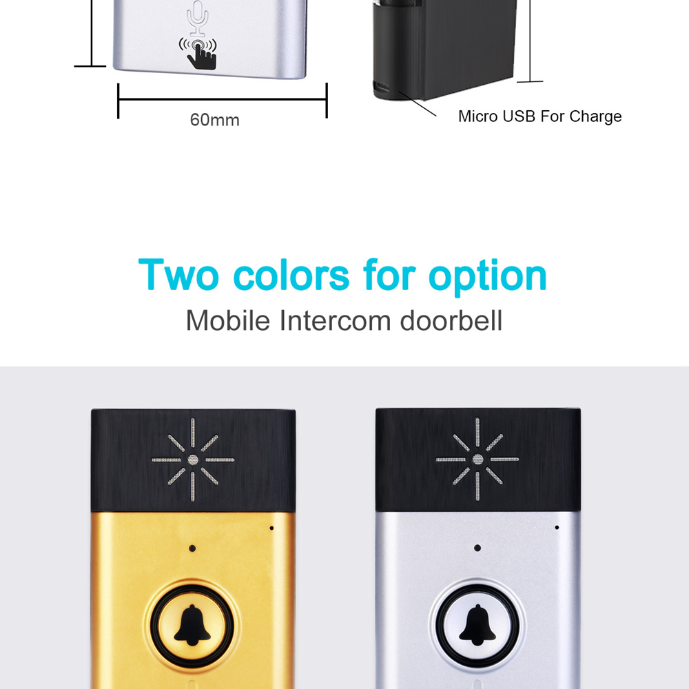 H6S 1v2 Wireless Voice Intercom Doorbell Kit Two-way Mobile Intercom Doorbell Two Indoor - Silver+Black