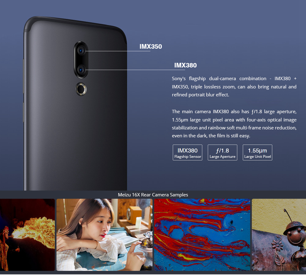 Meizu 16X 6.0 Inch 4G LTE Smartphone Snapdragon 710 6GB 64GB 12.0MP+20.0MP Dual Rear Cameras Android 8.1 In-Display Fingerprint Full Screen - Black
