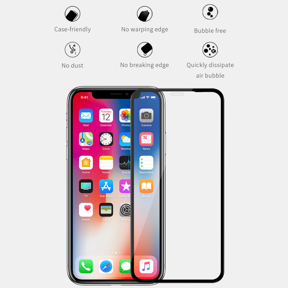 NILLKIN XD CP+MAX Tempered Glass Film for iPhone XS Max 6.5 Inch Explosion-proof Screen Protector - Black
