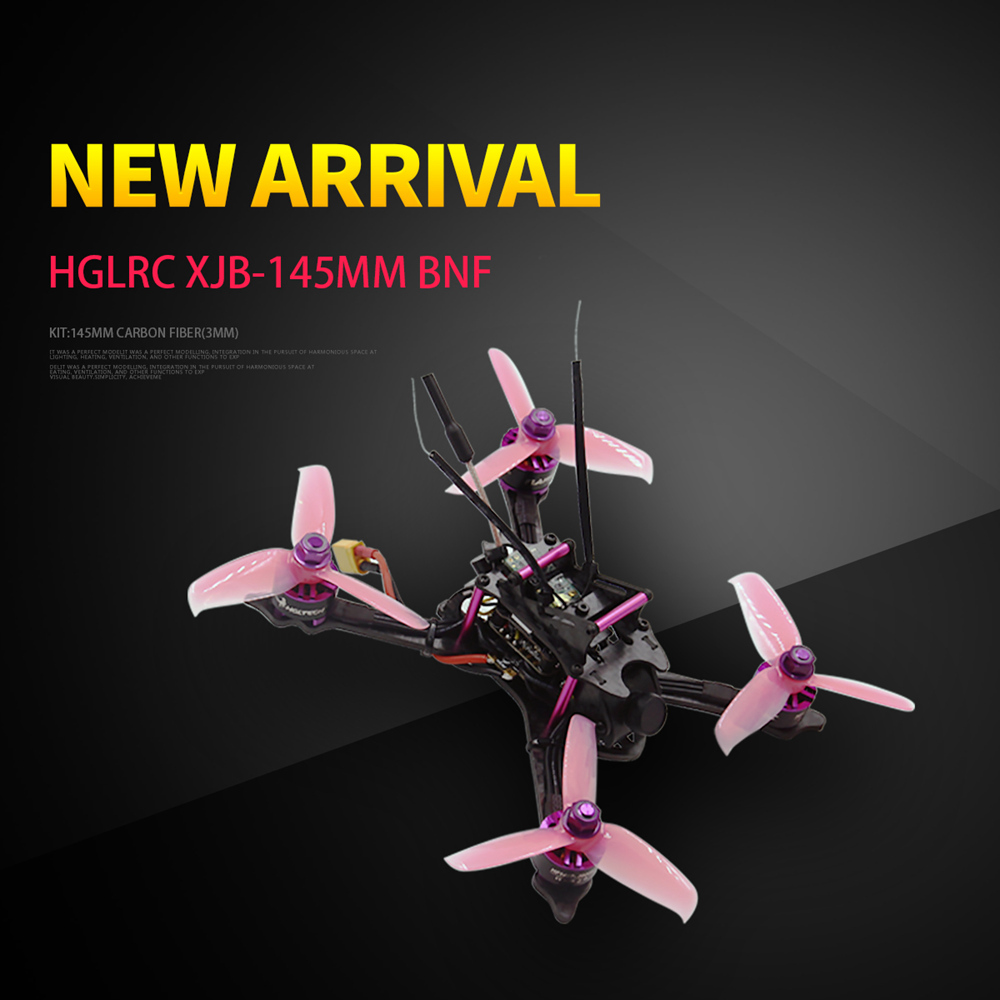 HGLRC XJB-145MM FPV Racing Drone F4 V2 FC OSD 28A 2-4S Blheli_S BB2 4In1 ESC 5.8G 48CH VTX Frsky XM+ Receiver BNF-Purple