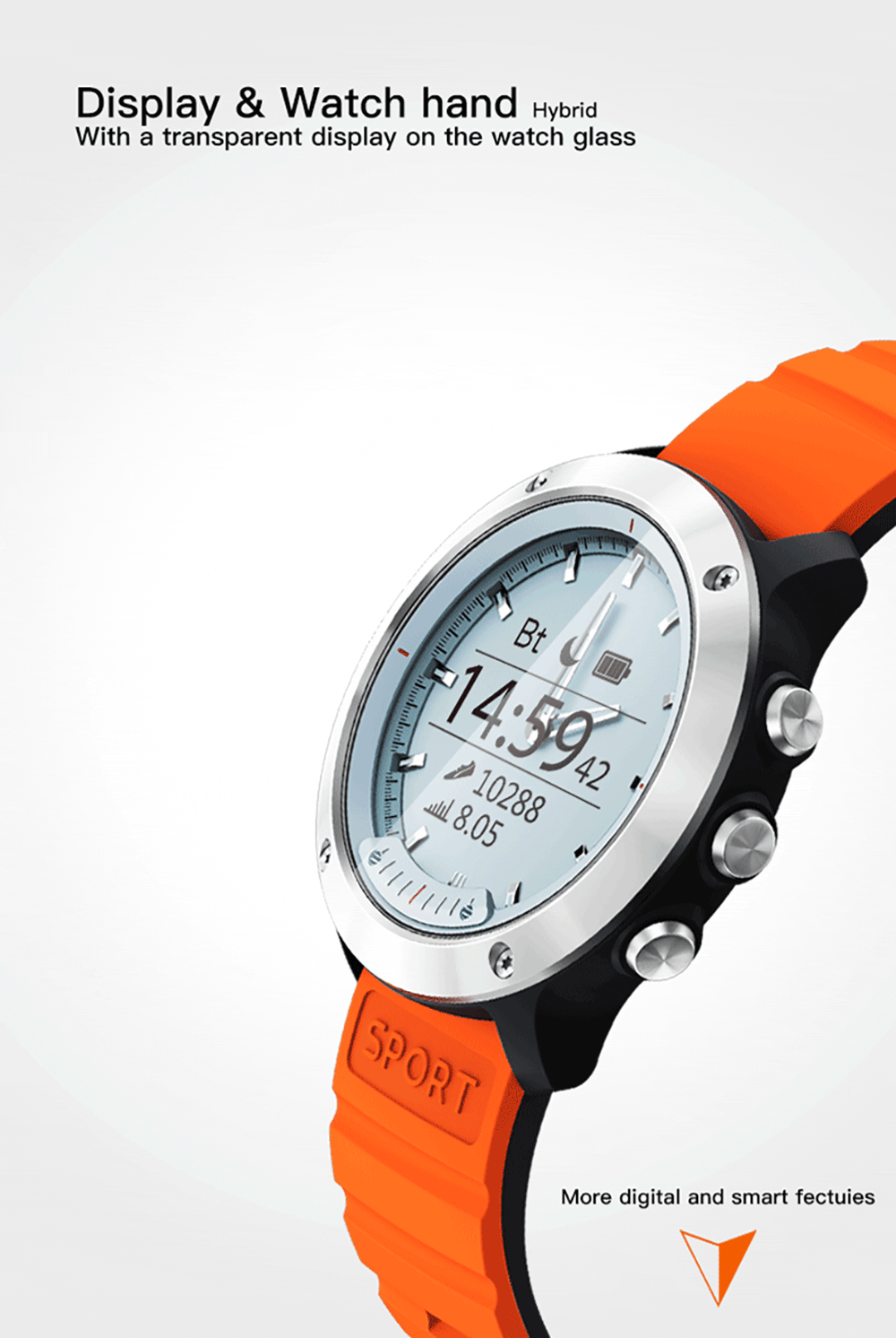 analog watch with digital display on glass