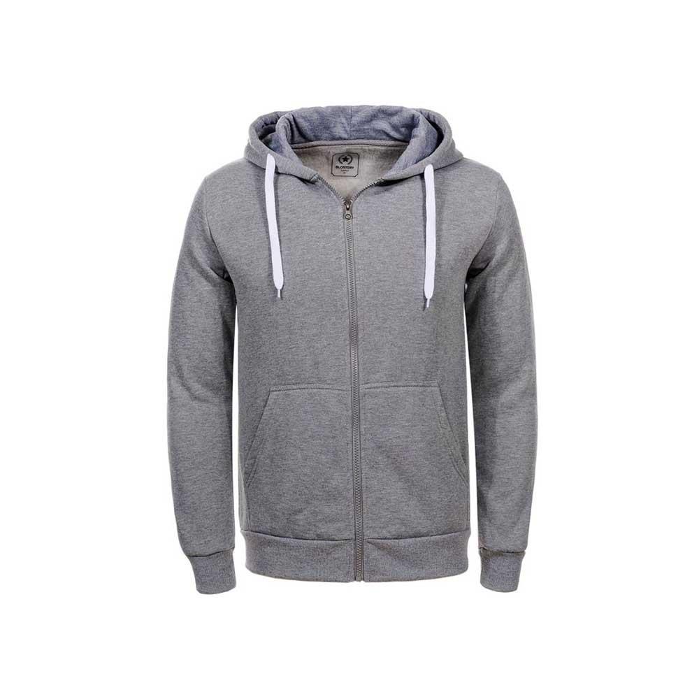 Men Autumn Zipper Hoodie Sweatshirt Outdoor Sports Style Leisure Loose Long-sleeve Coat Size 2XL - Light Gray