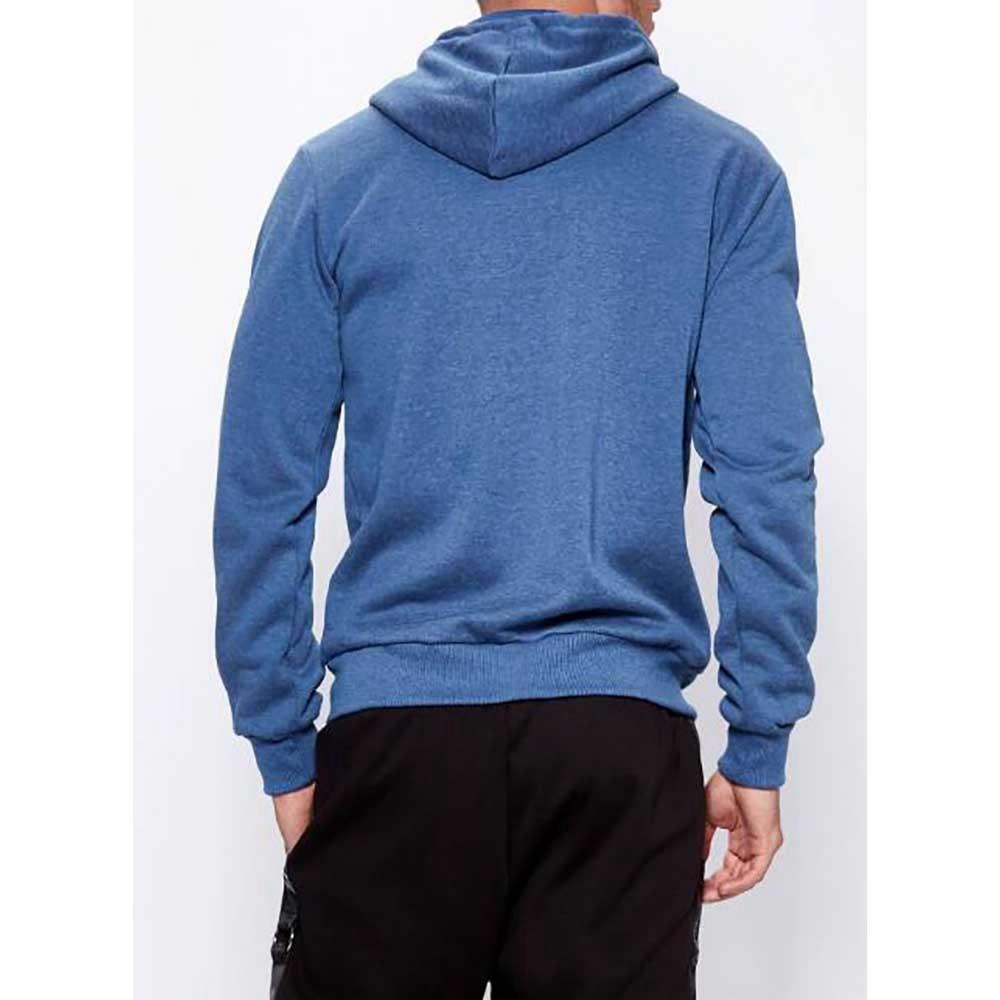 Men Casual Solid Color Long Sleeve Sweatshirt Zipper Hoodie Coat Size 2XL - Blue