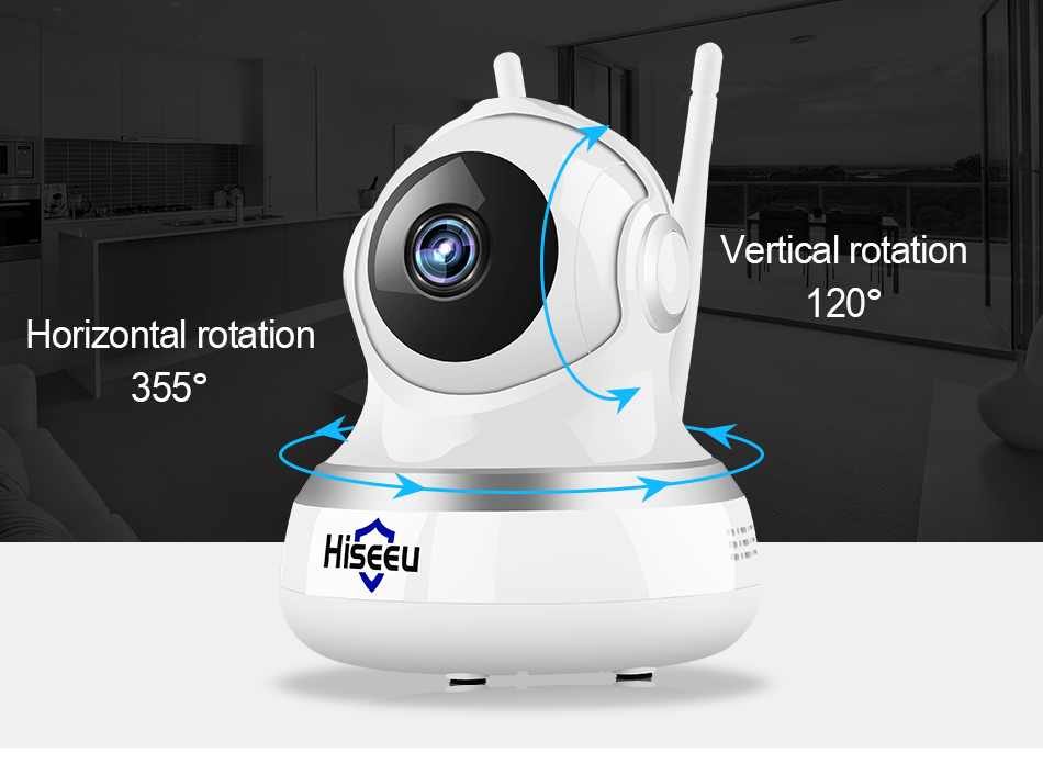 Hiseeu FE1 1080P 2MP Wifi IP Camera Video Surveillance P2P Home Security Dual-gain Antenna Cloud/TF Card Storage - White UK Plug