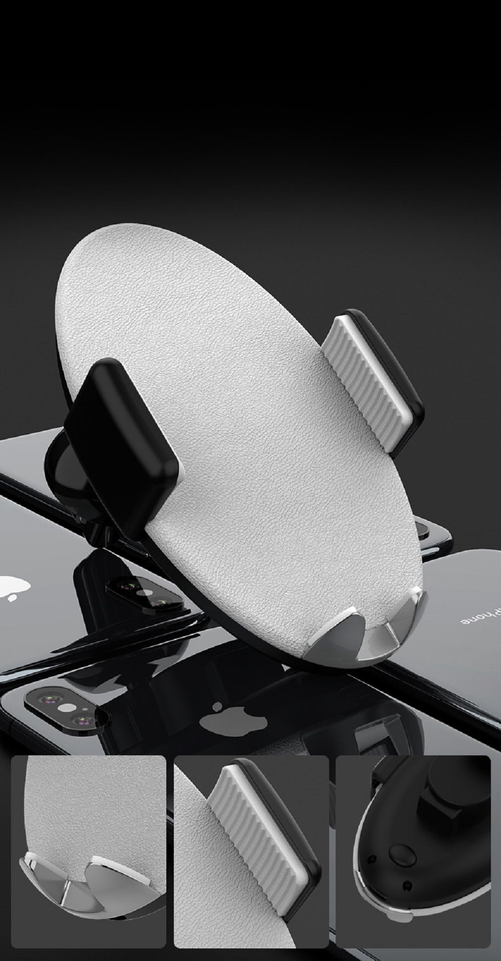 Smart Wireless Car Charger Mount Fast Charging Air Vent Phone Holder For 4.0-6.5 Inch Smartphone - Black