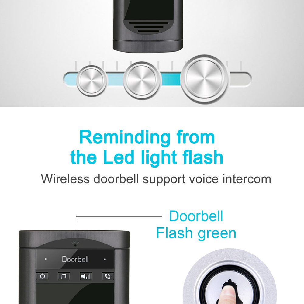 H6S 1v2 Wireless Voice Intercom Doorbell Kit Two-way Mobile Intercom Doorbell Two Indoor - Silver+Black