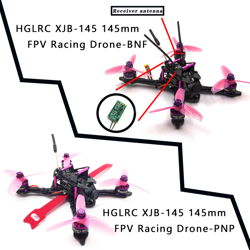 HGLRC XJB-145MM FPV Racing Drone F4 V2 FC OSD 28A 2-4S Blheli_S BB2 4In1 ESC 5.8G 48CH VTX Frsky XM+ Receiver BNF-Purple