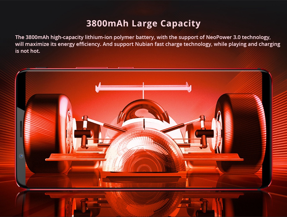 Nubia Red Magic 6.0 Inch FHD Screen 4G LTE Gaming Smartphone Snapdragon 835 6GB 64GB 24.0MP Camera Android 8.1 OS Type-C Touch ID OTG - Black