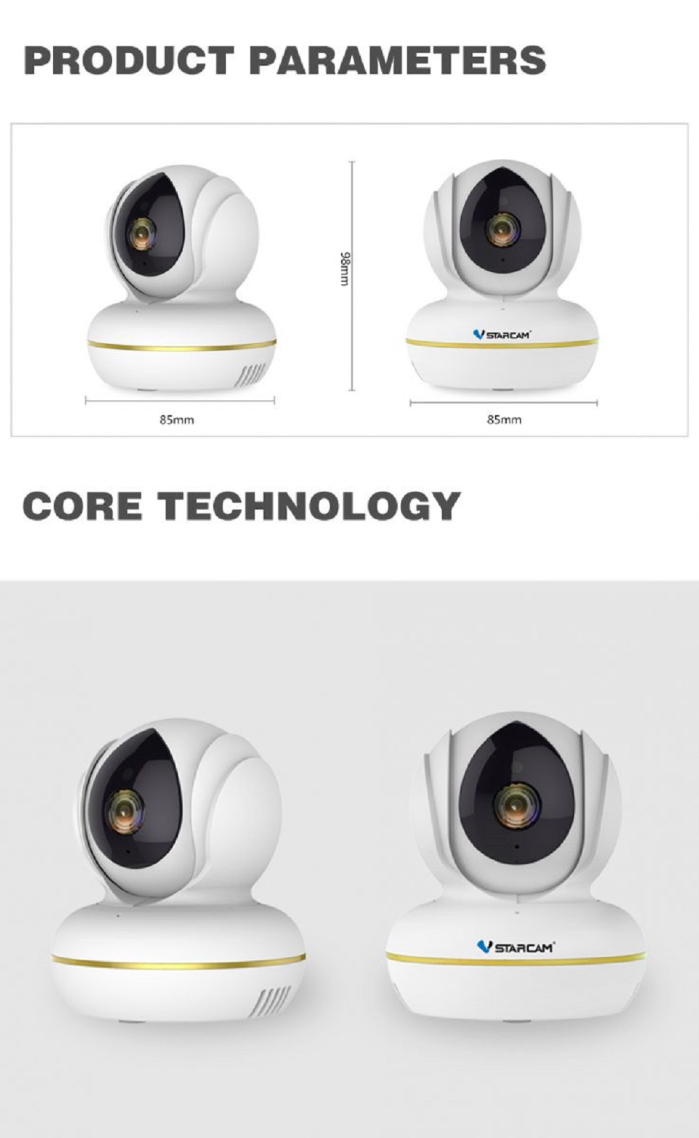 Vstarcam C22S 1080P Wifi IP Camera Infrared Night Vision Monitor Video Two-Way Audio - White EU Plug