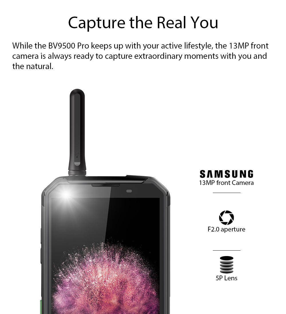 [HK Stock]Blackview BV9500 Pro 5.7 Inch 4G LTE Smartphone Helio P23 6GB 128GB 16.0MP+0.3MP Dual Rear Cameras Android 8.1 IP68 Walkie Talkie Wireless Charging 10000mAh NFC - Black