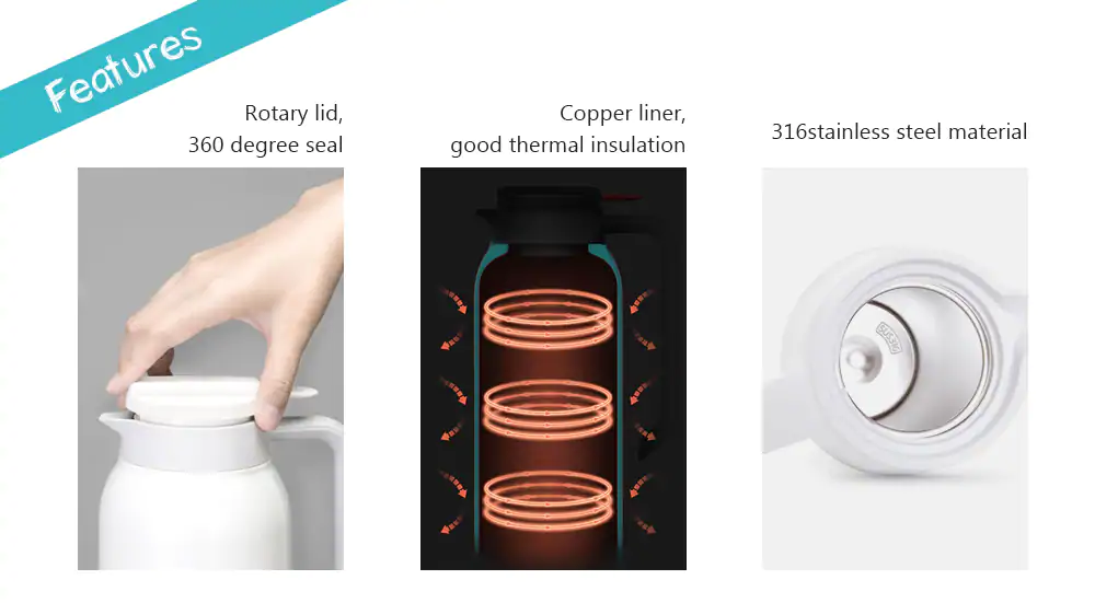 Xiaomi VIOMI Stainless Steel Vacuum Kettle 24h Insulation 1.5L 316 Lead-free Stainless Steel Liner -Black