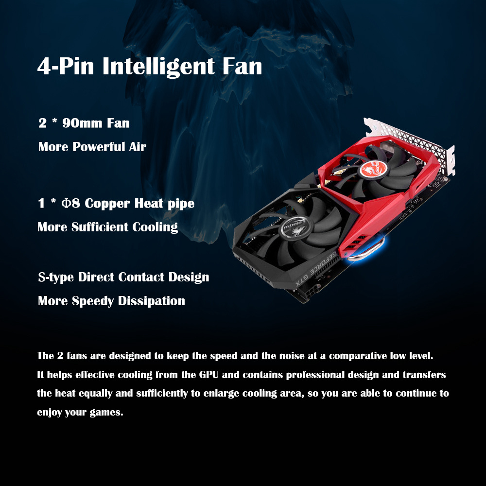 Colorful GTX 1050 NB 3G Video Graphics Card 1468-1607MHz 3GB GDDR5 7Gbps/96Bit DP+HDMI+DVI - Black