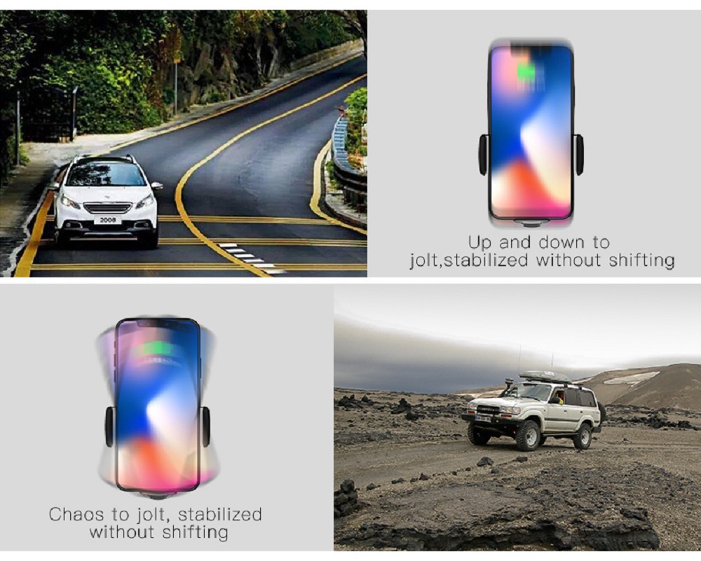 Smart Wireless Car Charger Mount Fast Charging Air Vent Phone Holder For 4.0-6.5 Inch Smartphone - Black