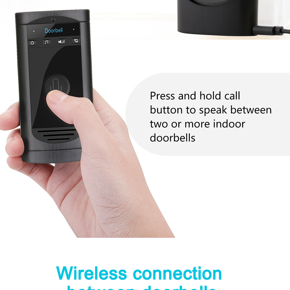 H6S 1v1 Wireless Voice Intercom Doorbell Kit Two-way Mobile Intercom Doorbell - Silver+Black