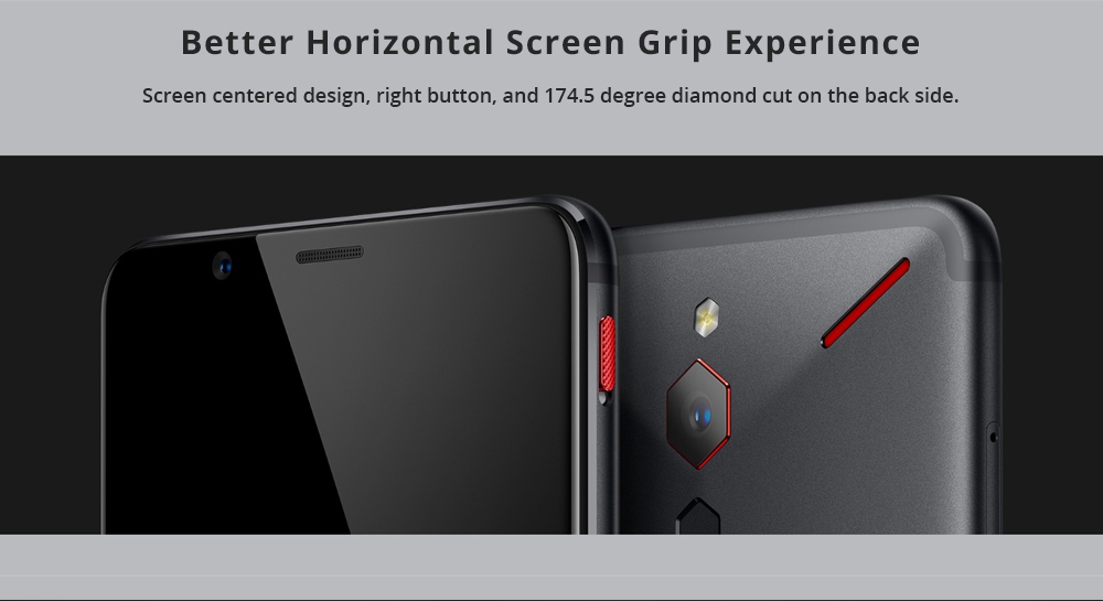 Nubia Red Magic 6.0 Inch FHD Screen 4G LTE Gaming Smartphone Snapdragon 835 6GB 64GB 24.0MP Camera Android 8.1 OS Type-C Touch ID OTG - Black