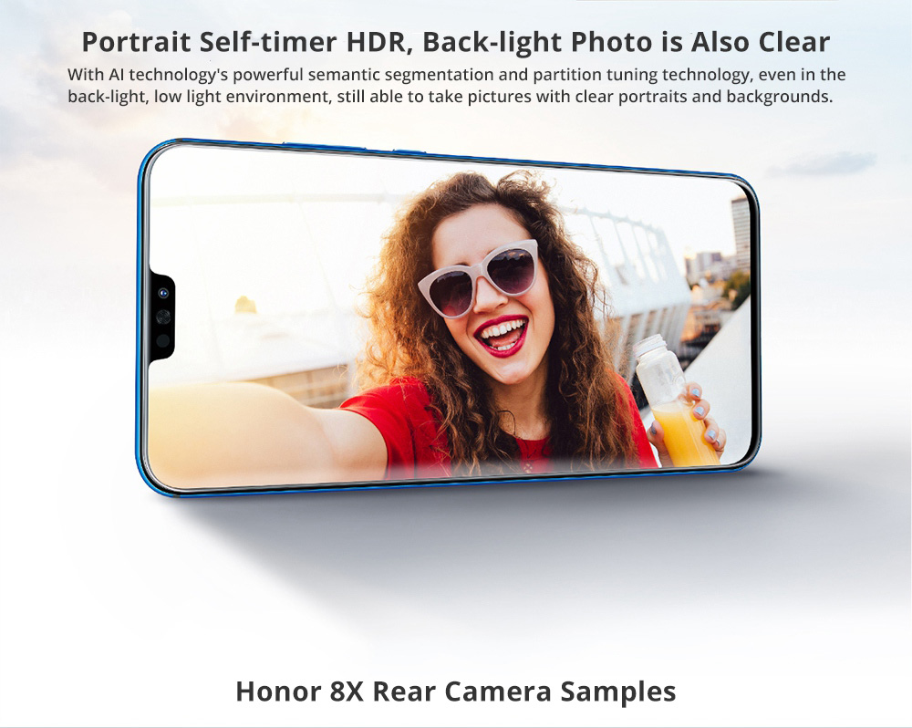 HUAWEI Honor 8X 6.5 Inch FHD+ Full Screen 4G LTE Smartphone Kirin 710 6GB 128GB Dual 20MP Rear Cameras Android 8.1 Touch ID - Blue