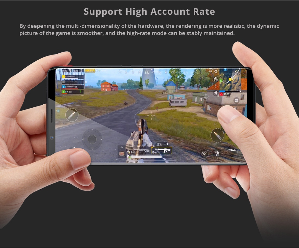 Nubia Red Magic 6.0 Inch FHD Screen 4G LTE Gaming Smartphone Snapdragon 835 6GB 64GB 24.0MP Camera Android 8.1 OS Type-C Touch ID OTG - Black