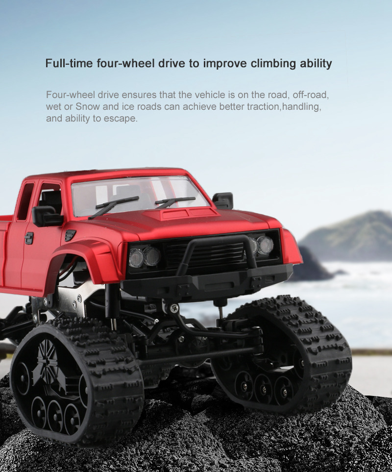 JDRC JD002A 2.4G 1:12 4WD Brushed Off-road Military Truck RC Car with LED Light RTR - Red
