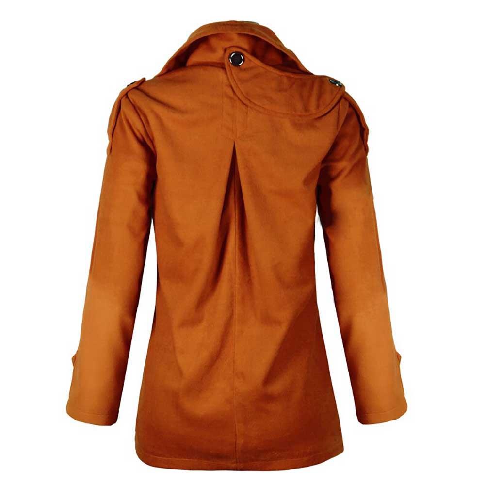 Women Warm Woolen Casual Long Sleeve Classic Jacket Coat Khaki