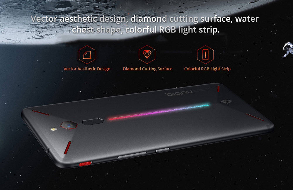 Nubia Red Magic 6.0 Inch FHD Screen 4G LTE Gaming Smartphone Snapdragon 835 6GB 64GB 24.0MP Camera Android 8.1 OS Type-C Touch ID OTG - Black