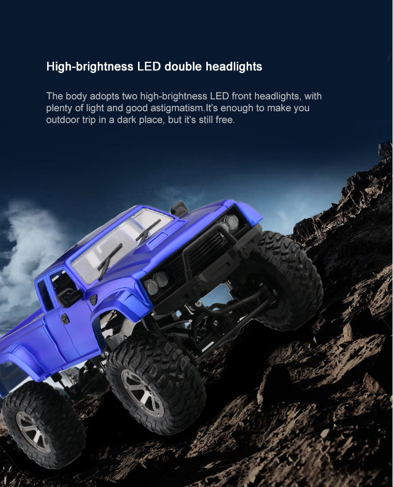 JDRC JD002A 2.4G 1:12 4WD Brushed Off-road Military Truck RC Car with LED Light RTR - Blue