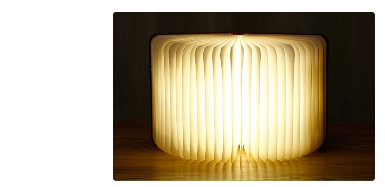Walnut Foldable Book Shaped LED Night Light USB Book Bedside Lamp - Warm Light