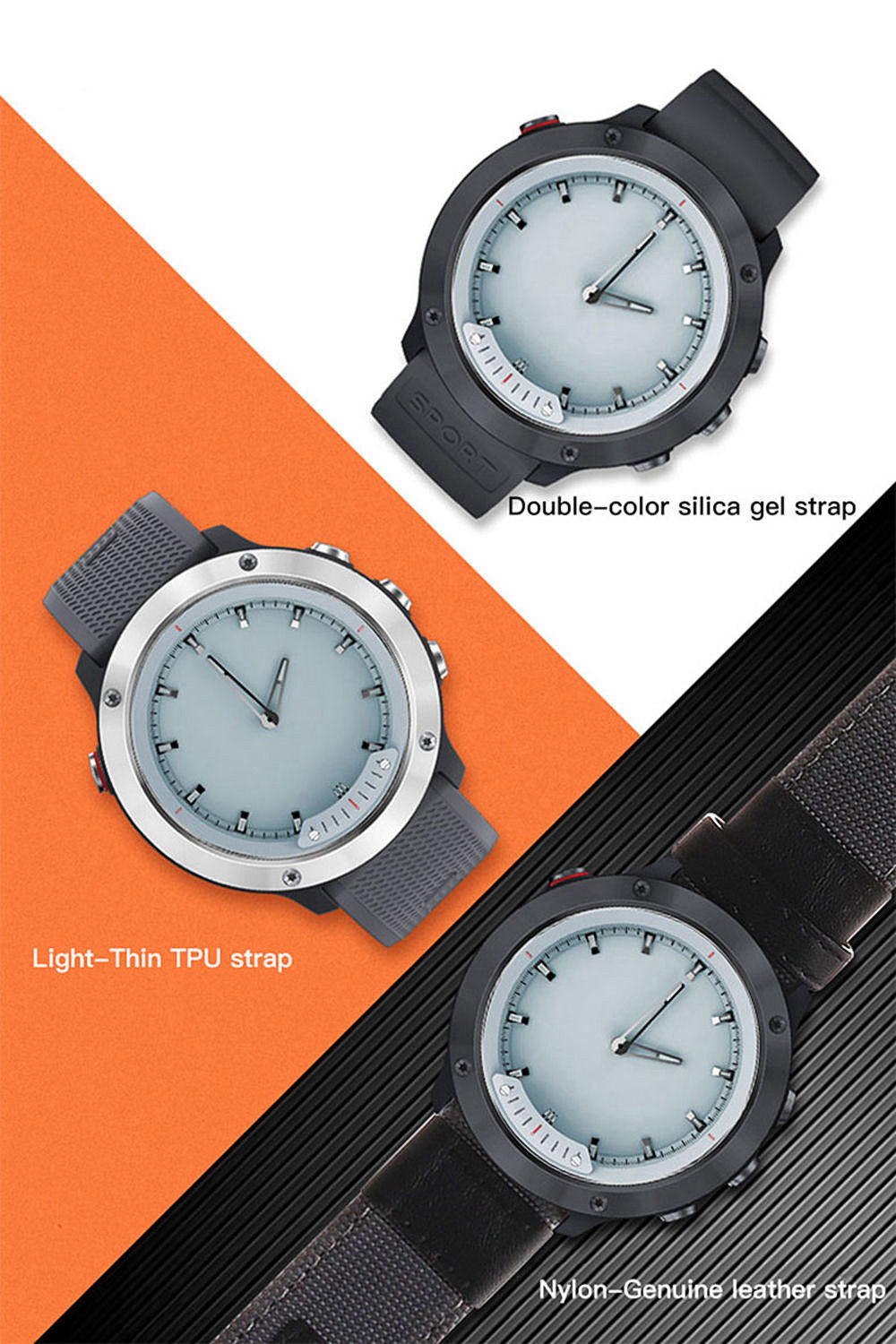 Makibes M5 Sports Smart Watch 5ATM Water Resistant Heart Rate Monitor Transparent Screen Luminous Dial TPU Strap - Orange