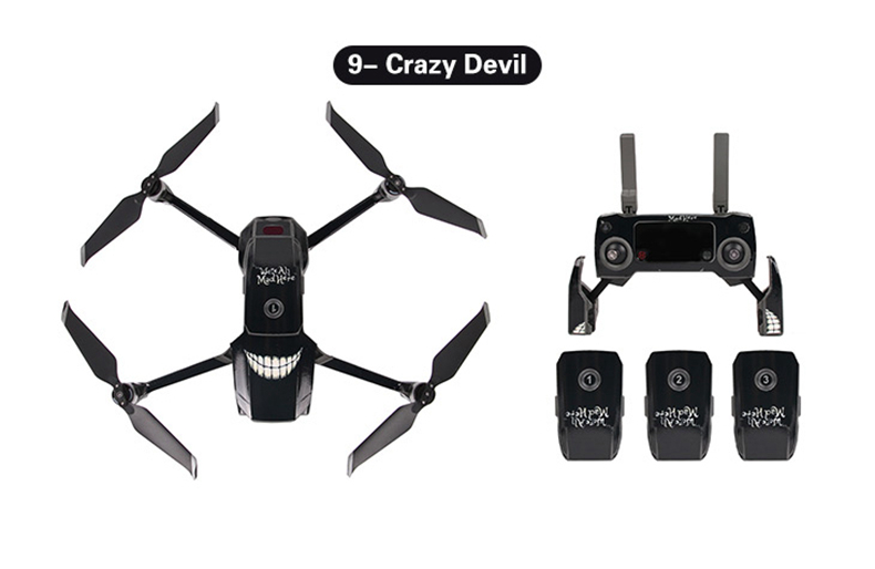 Sunnylife PVC Stickers for DJI Mavic 2 Pro/Zoom RC Drone - Flame Skull