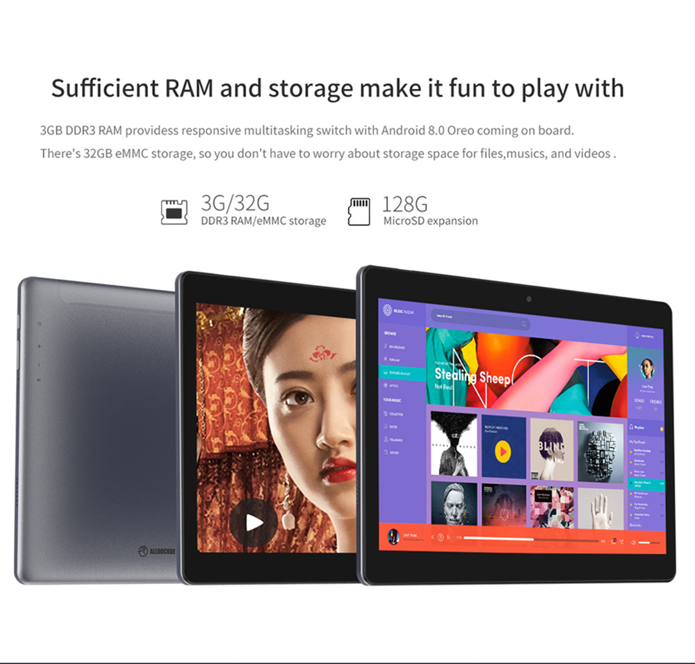 ALLDOCUBE Cube M5S 4G Tablet PC MTK6797 Deca Core 10.1 Inch IPS 1920*1200 Android 8.0 3GB RAM 32GB ROM Built-in GPS GLONASS Beidou A-GPS Dual SIM Dual Standby - Gray