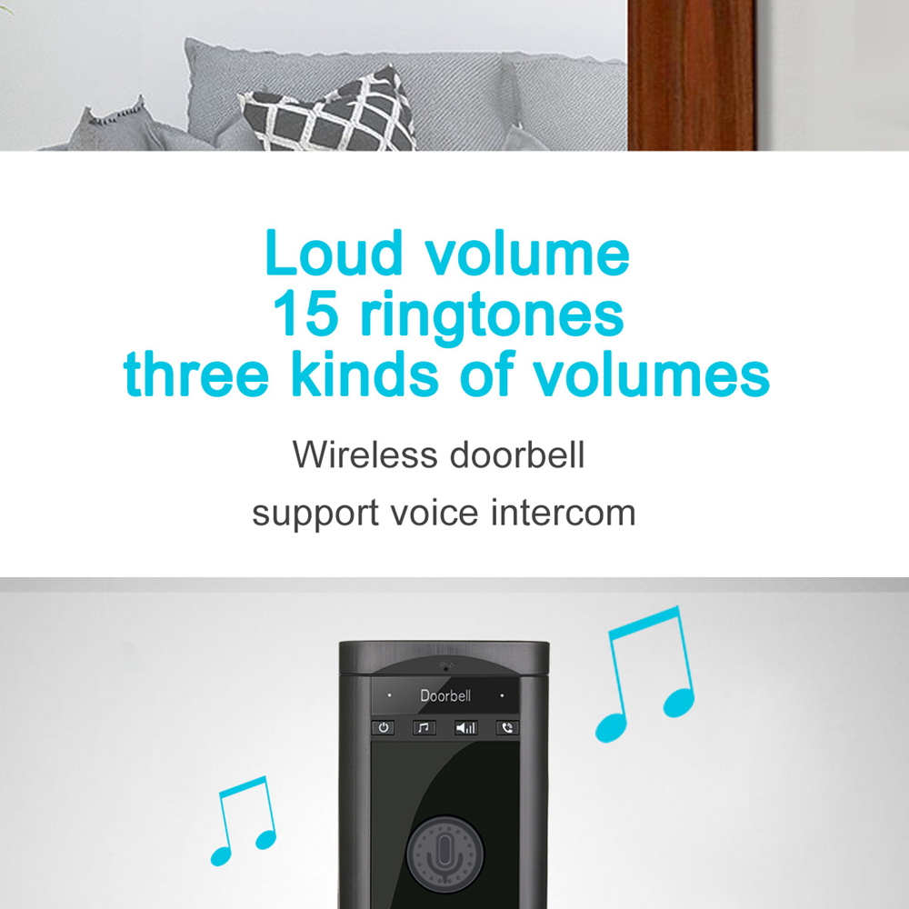 H6S 1v1 Wireless Voice Intercom Doorbell Kit Two-way Mobile Intercom Doorbell - Silver+Black