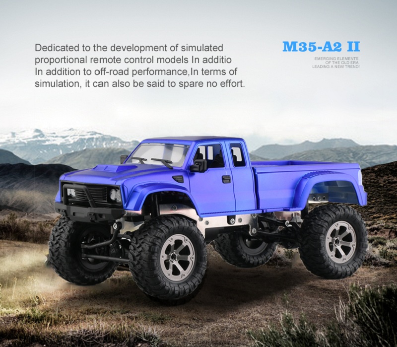 JDRC JD002A 2.4G 1:12 4WD Brushed Off-road Military Truck RC Car with LED Light RTR - Red