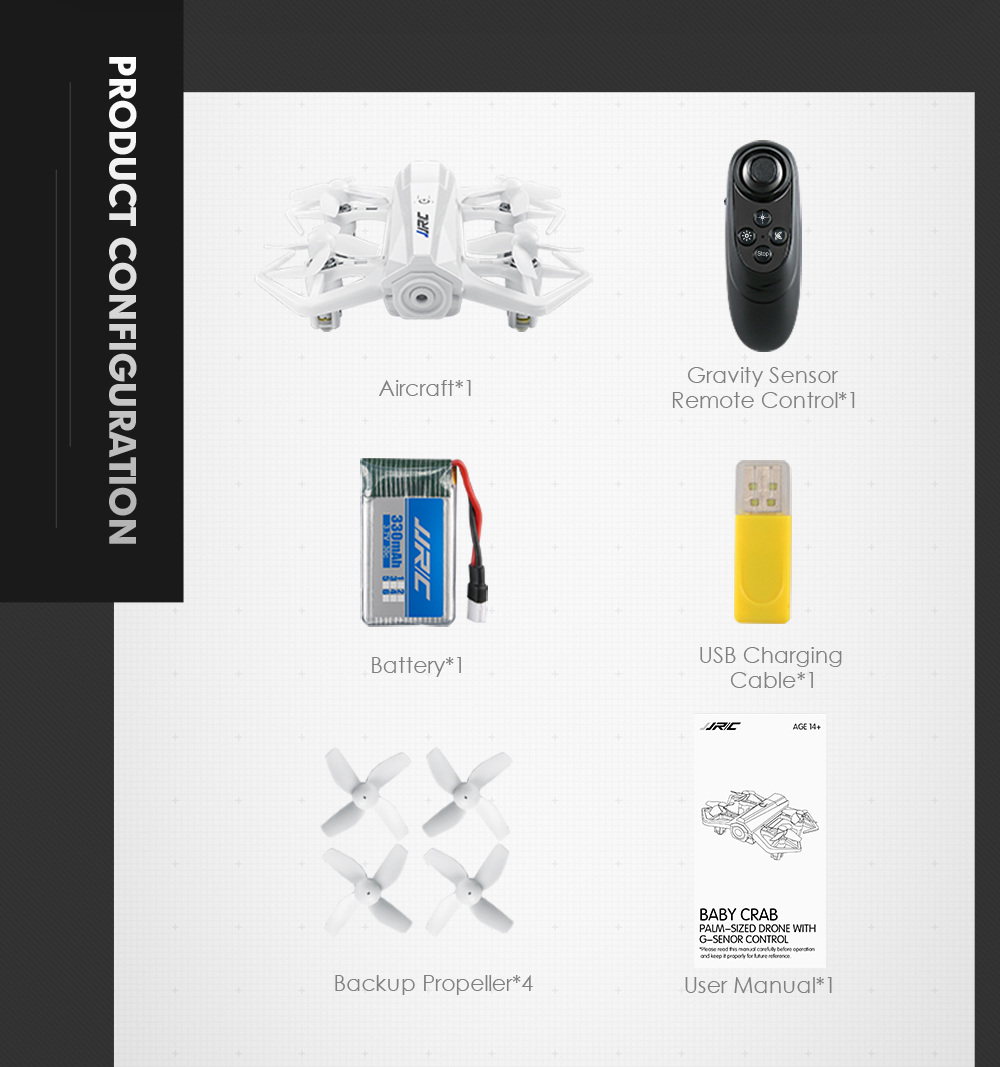 JJRC H63 BABY CRAB 2.4G RC Quadcopter with Gravity Sensor Control Altitude Hold Mode RTF - White