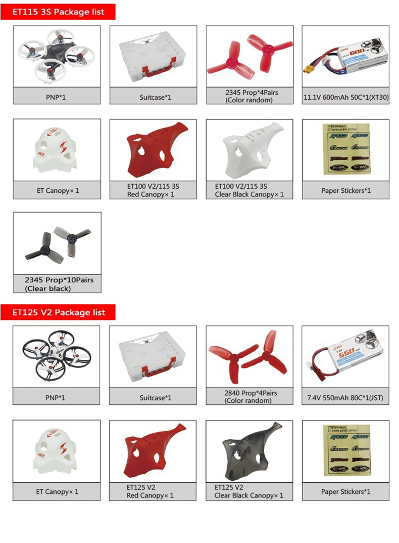 KINGKONG/LDARC ET115 3S FPV Racing Drone F3 FC OSD 12A BLHELI_S 4 In 1 ESC 5.8G 16CH VTX Frsky Receiver - BNF