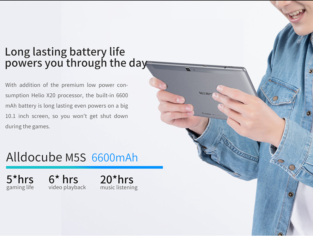 ALLDOCUBE Cube M5S 4G Tablet PC MTK6797 Deca Core 10.1 Inch IPS 1920*1200 Android 8.0 3GB RAM 32GB ROM Built-in GPS GLONASS Beidou A-GPS Dual SIM Dual Standby - Gray
