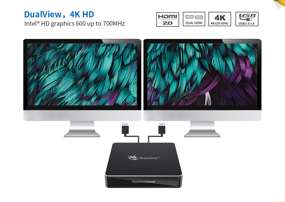 Beelink Gemini N41 Intel Gemini Lake N4100 4GB LPDDR4 64GB eMMC Windows 10 Mini PC Dual Band WIFI Gigabit LAN Bluetooth USB3.0*4 HDMI*2