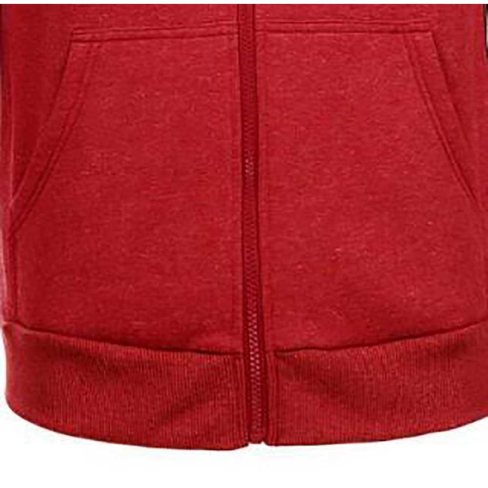 Men Casual Solid Color Long Sleeve Sweatshirt Zipper Hoodie Coat Size S - Red