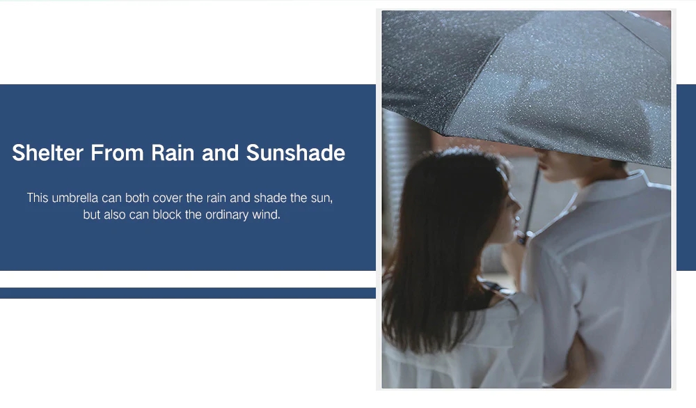 Xiaomi 90FUN Unisex Portable Umbrella Large Area UPF40+ Anti-UV Waterproof Lightweight Design - Black