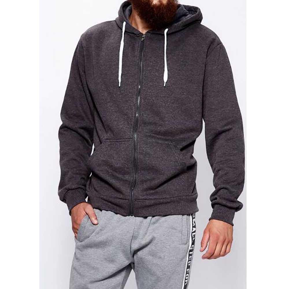 Men Autumn Zipper Hoodie Sweatshirt Size S Dark Gray