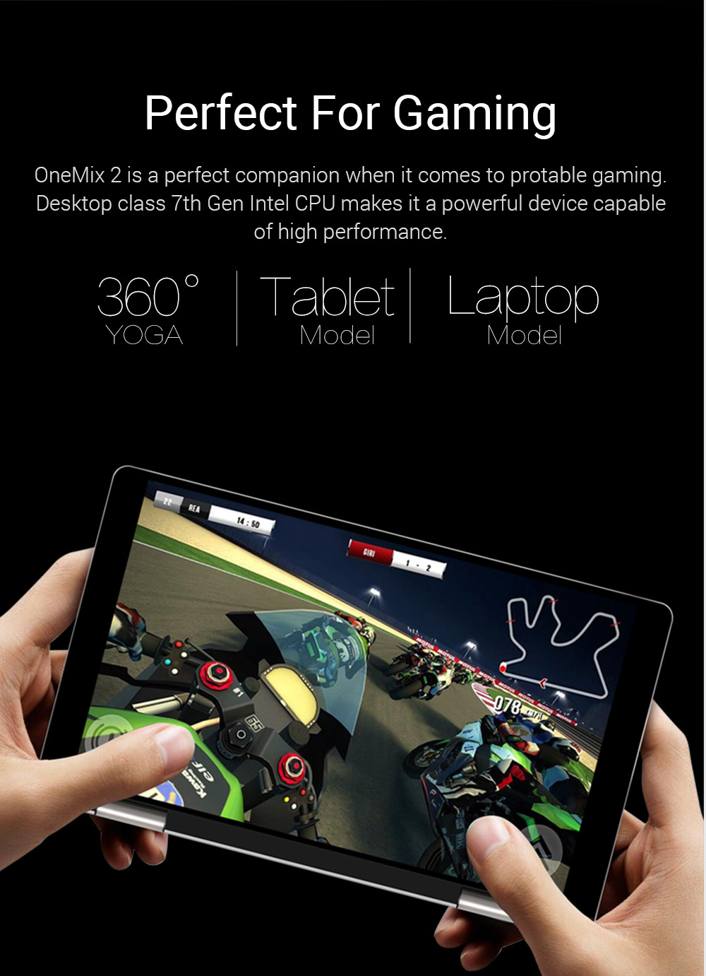 One Netbook One Mix 2 Yoga Pocket Laptop Intel Core m3-7Y30 Quad Core Touch ID (Silver) + Original Stylus Pen (Silver)