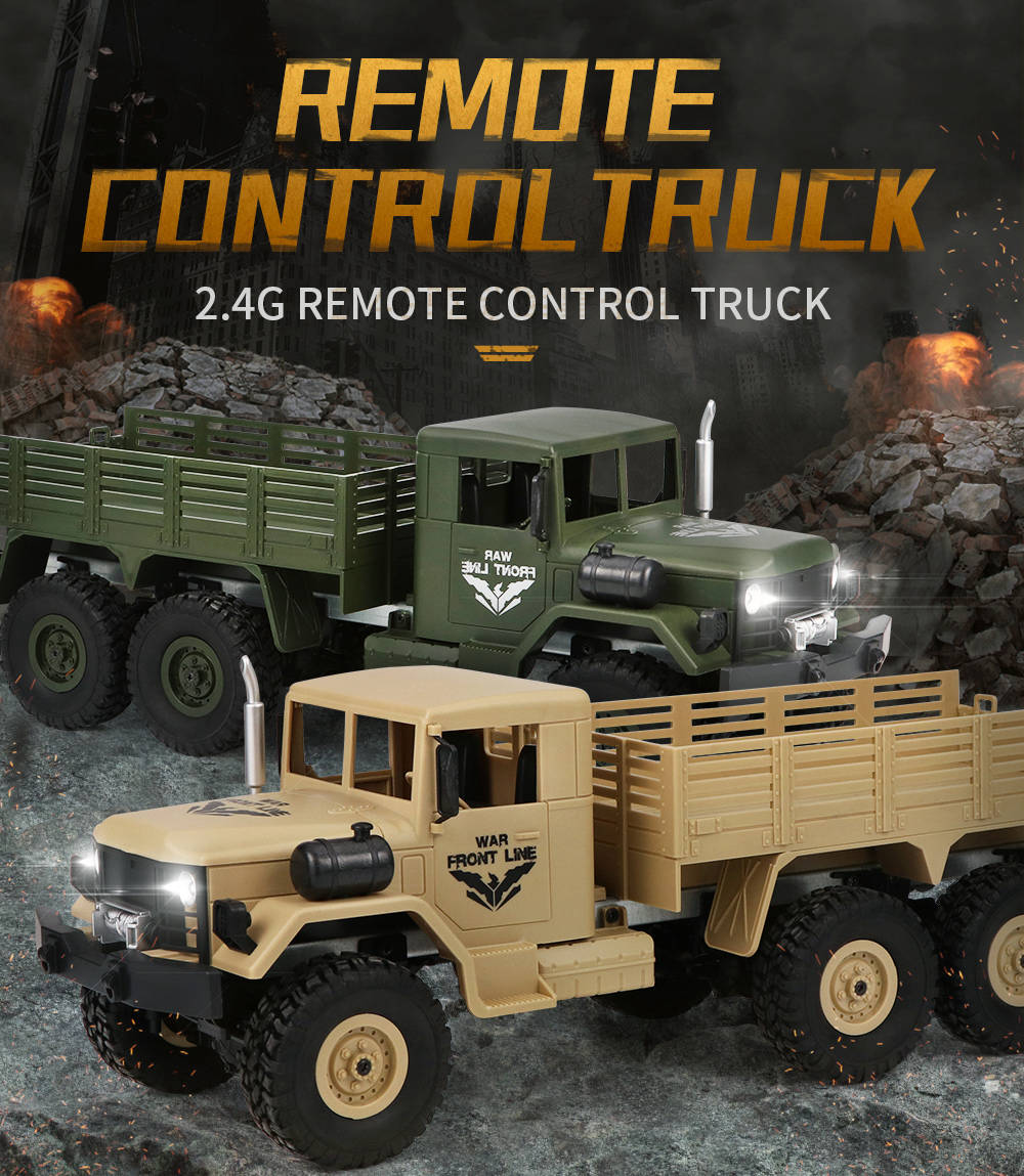 JJRC Q64 Transporter-5 2.4G 1:16 6WD Brushed Off-road RC Car Military Truck RTR - Khaki