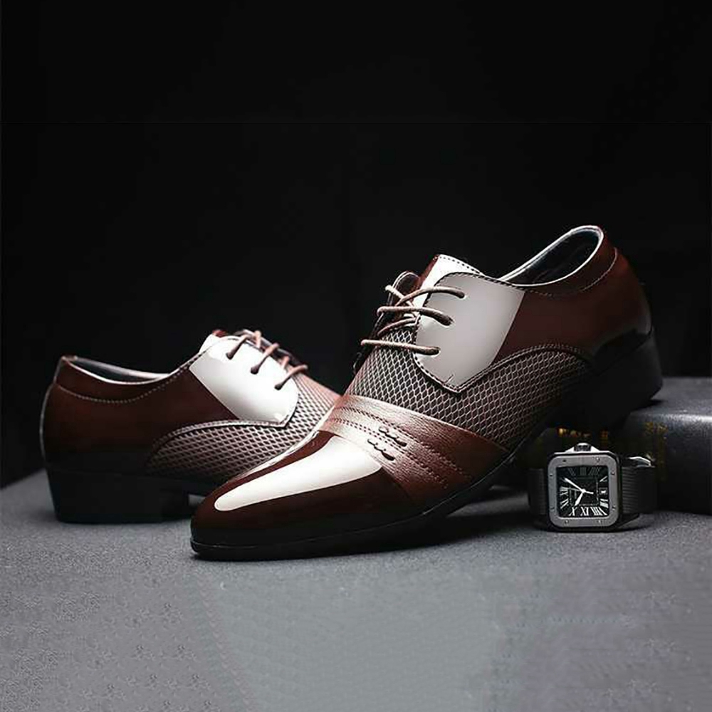 XA010 Men Business PU Leather Shoes Size EU44 Black