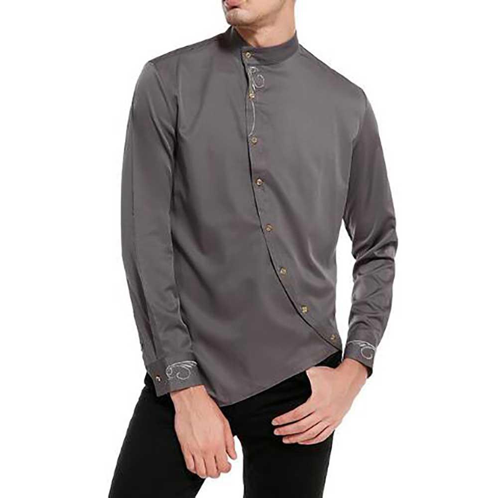 Men's Fashion Casual Long Sleeve Shirt Gray