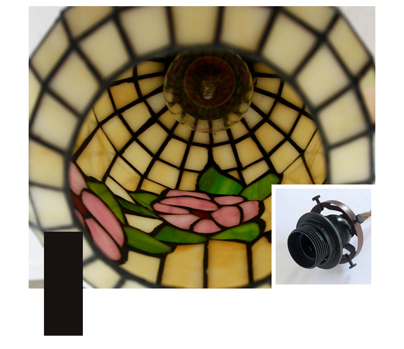 FUMAT Tiffany Style Stained Glass Handcrafted Pendant Light - Red Plum Design with 3 Lights