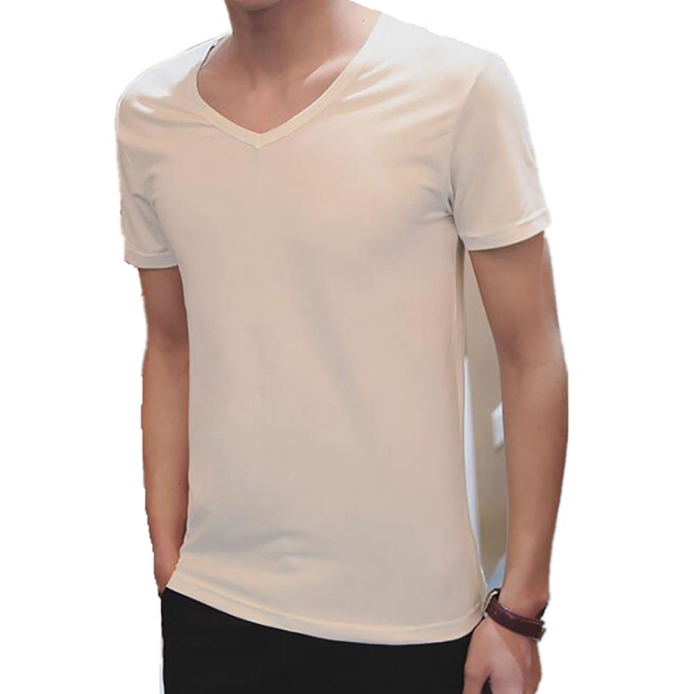 Men's Basic V-neck Short Sleeve T-shirt (Personality Tee Cultivating Size L) - White 36 Men's Basic V-neck Short Sleeve T-shirt (Personality Tee Cultivating Size M) - White