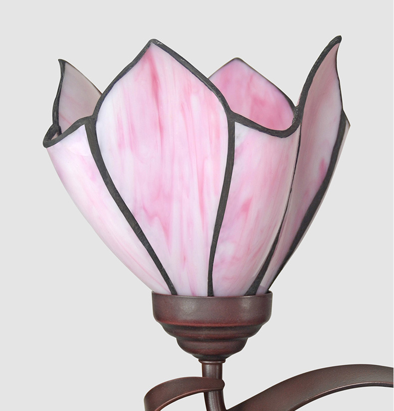 FUMAT Tiffany Style Stained Glass Handcrafted Pendant Light - Romantic Purple Flowers Design with 5 Lights