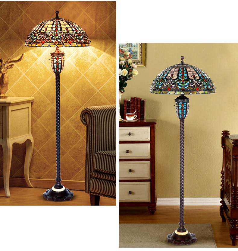FUMAT Tiffany Style Stained Glass Handcrafted Floor Lamp - Romantic Baroque Design